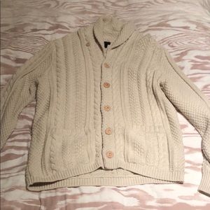 Men’s J.Crew Cable Knit Cardigan in Natural Size L